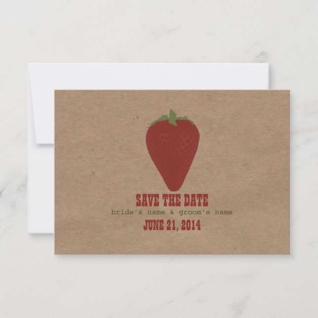 Farmers Market Inspired Wedding RSVP | Strawberry Invitation (Front)