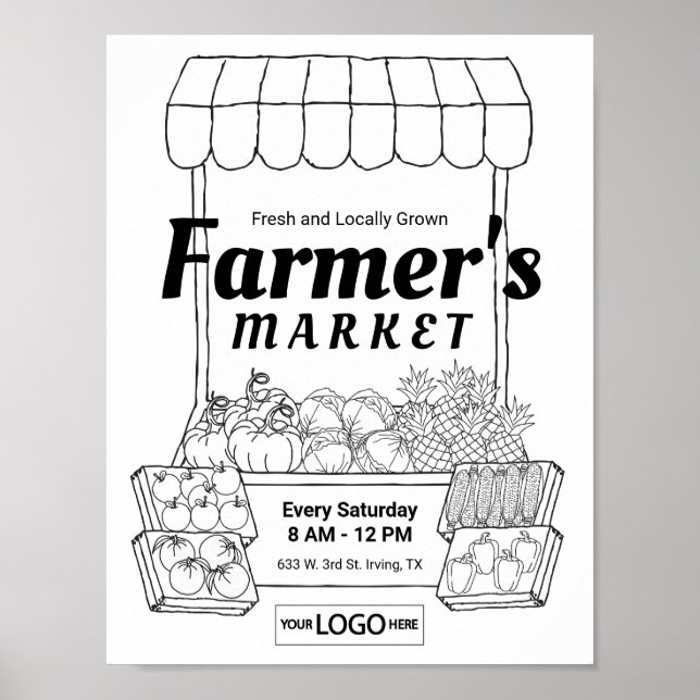 Farmers Market Invitations Farmers Market Art Colo Poster (Front)