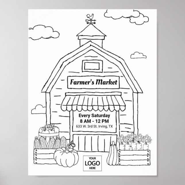 Farmers Market Invitations Farmers Market Art Colo Poster (Front)