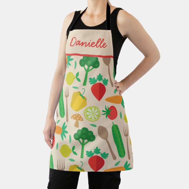 Farmers Market Kitchen  Vegetables pattern custom  Apron (Insitu)
