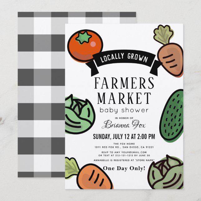 Farmers Market Kraft Paper Baby Shower Invitation (Front/Back)