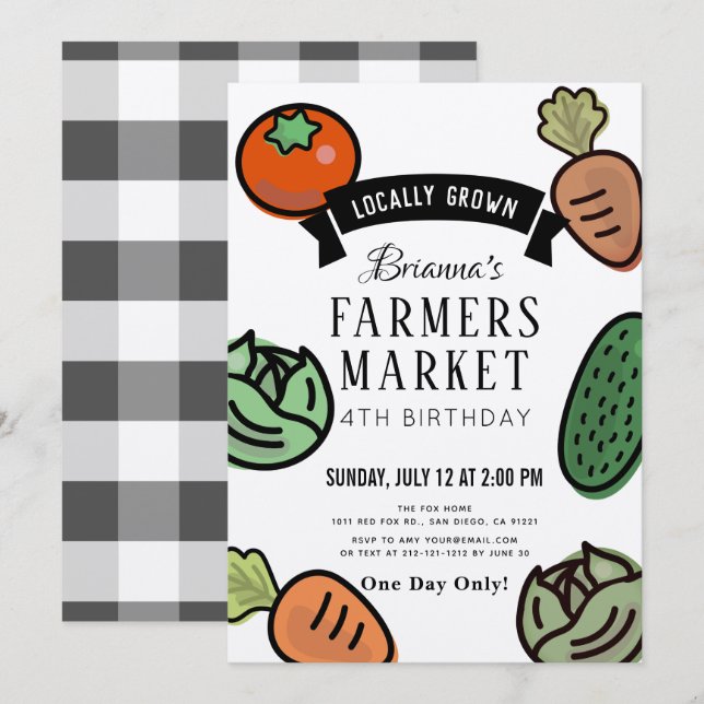 Farmers Market Kraft Paper Birthday Invitation (Front/Back)