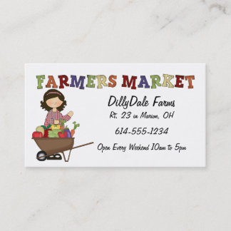 Farmers Market Lady Veggies Business Card