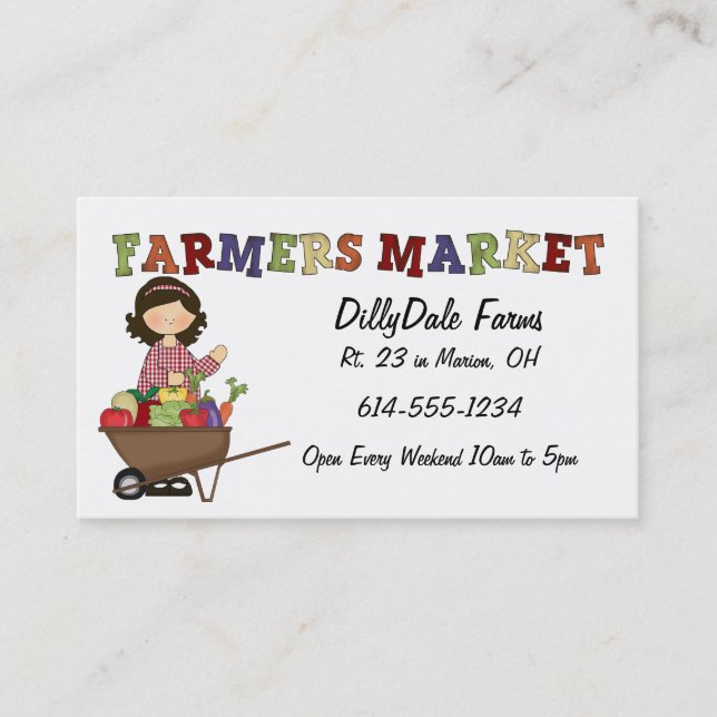 Farmers Market Lady Veggies Business Card (Front)