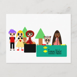 Farmers Market "little red riding hood" Postcard