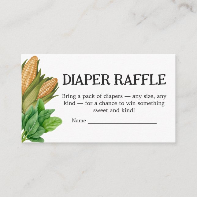 Farmers Market Locally Grown Baby Diaper Raffle Enclosure Card (Front)