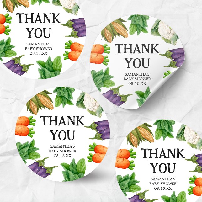 Farmers Market Locally Grown Baby Shower Classic Round Sticker (Locally Grown Baby Shower Round Sticker)