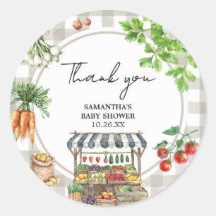 Farmers Market Locally Grown Baby Shower Classic Round Sticker