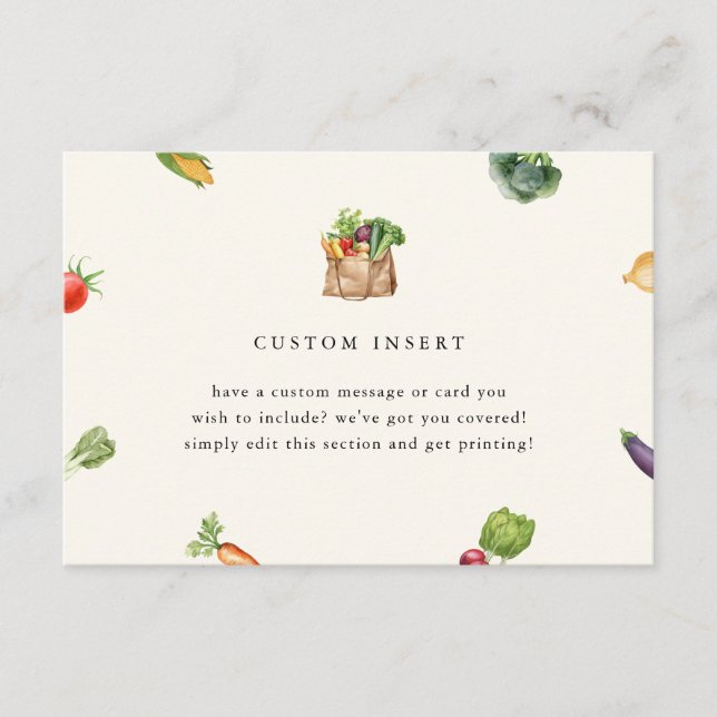 Farmers Market Locally Grown Baby Shower Custom Enclosure Card (Front)