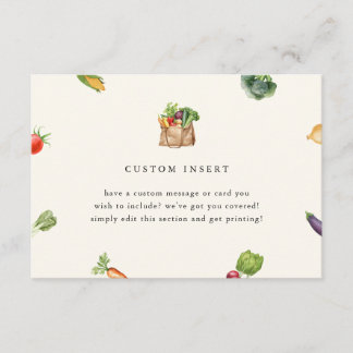 Farmers Market Locally Grown Baby Shower Custom Enclosure Card