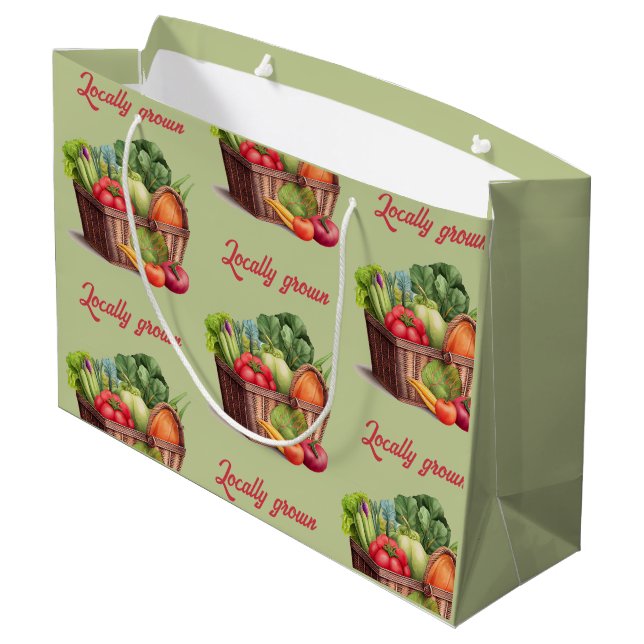Farmer's Market Locally Grown Baby Shower Favour Large Gift Bag (Back Angled)