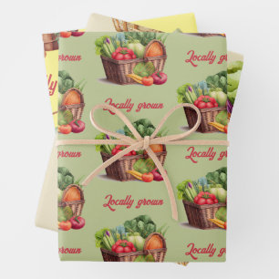 Farmer's Market Locally Grown Baby Shower Gift Wrapping Paper Sheet