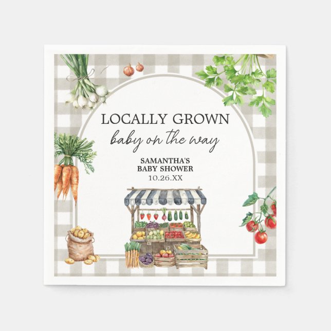 Farmers Market Locally Grown Baby Shower Napkin (Front)