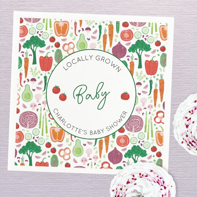 Farmers Market Locally Grown Baby Shower Napkin (Farmers market locally grown baby personalized baby shower party paper napkins)