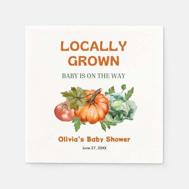 Farmers Market Locally Grown Baby Shower  Napkin (Front)