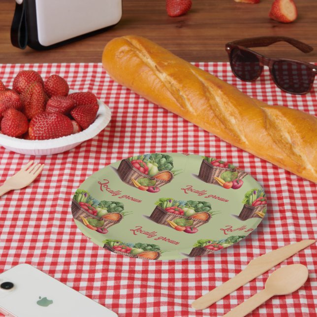 Farmer's Market Locally Grown Baby Shower Paper Plate (Picnic)