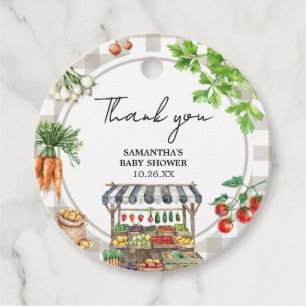 Farmers Market Locally Grown Baby Shower Round Favour Tags