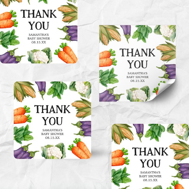 Farmers Market Locally Grown Baby Shower Square Sticker (Locally Grown Baby Shower Square Sticker)