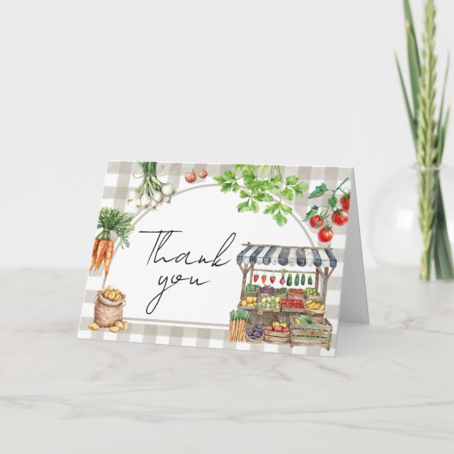 Farmers Market Locally Grown Baby Shower Thank You Card (Front)