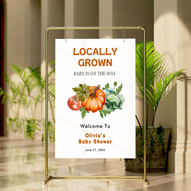 Farmers Market Locally Grown Baby Shower Welcome  Poster (Farmers Market Locally Grown Baby Shower Welcome Sign  )