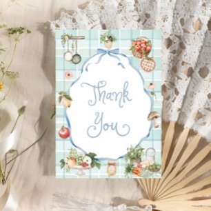 Farmers Market Locally Grown Blue Bow Baby Shower Thank You Card