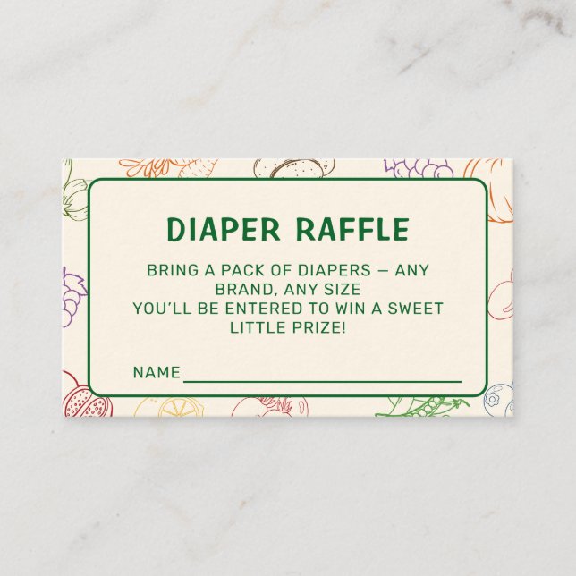 Farmers Market Locally Grown Diaper Raffle Enclosure Card (Front)