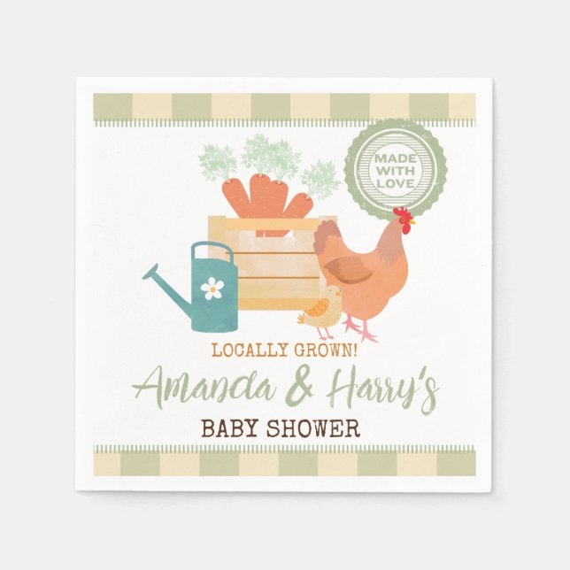 Farmers Market Locally Grown Gingham Paper Napkin (Front)