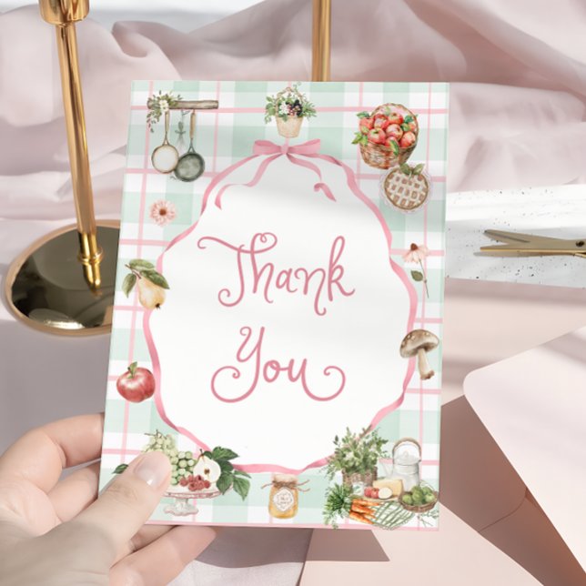 Farmers Market Locally Grown Pink Girl Baby Shower Thank You Card (Creator Uploaded)