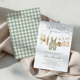 Farmers Market Locally Grown Rustic Baby Shower Invitation