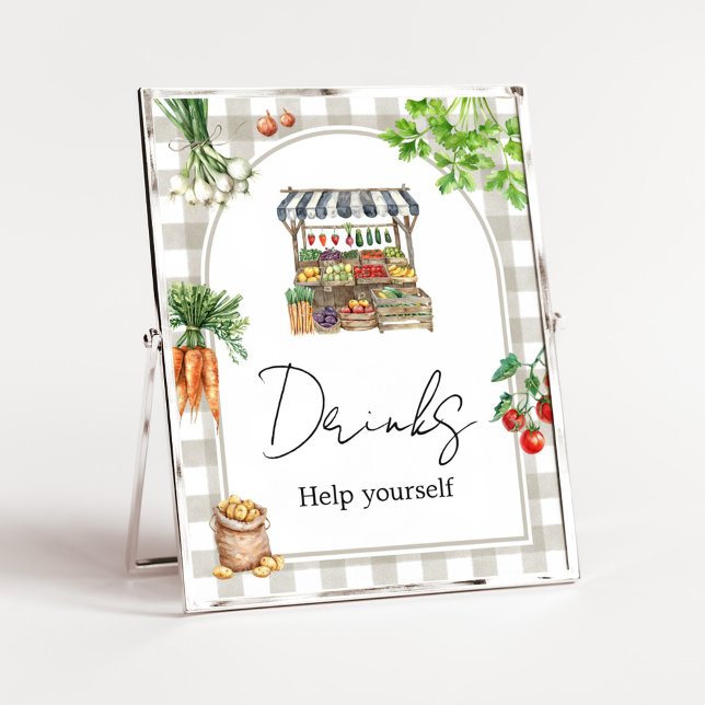 Farmers Market Locally Grown Shower Drinks Sign (Farmers Locally Grown Shower Sign)