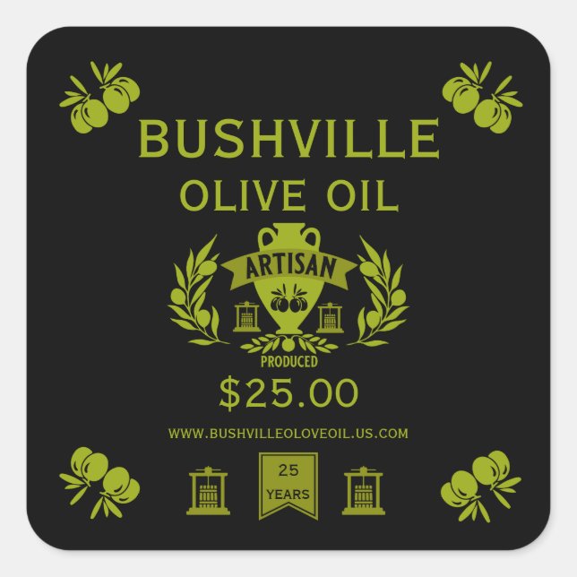 Farmers Market Olive Oil Square Sticker (Front)