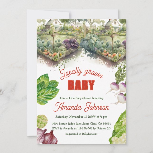Farmers Market Organic Locally Grown Baby Shower Invitation (Front)