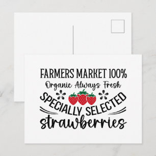 Farmer's market organic strawberries postcard