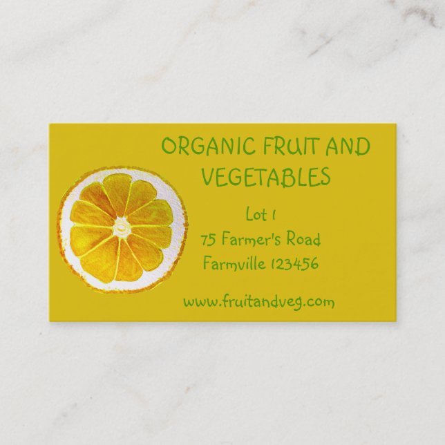 Farmer's Market organic vegetables agriculture Business Card (Front)