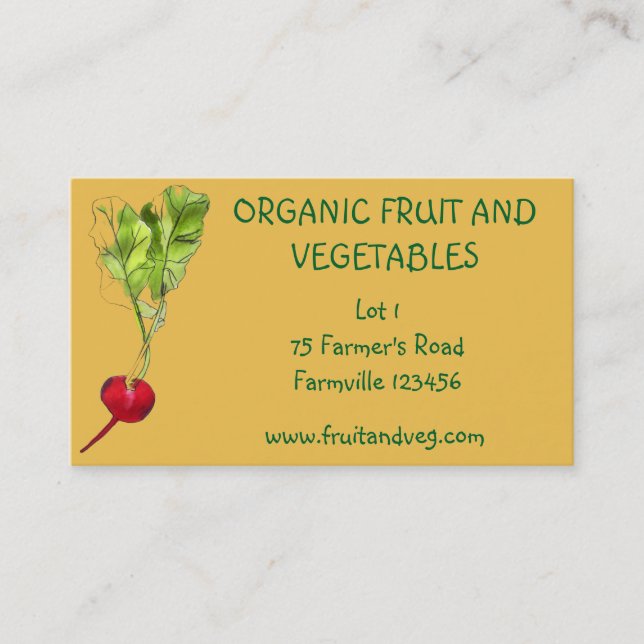 Farmer's Market organic vegetables agriculture Business Card (Front)
