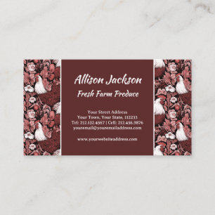 Farmers Market Poultry Farm Red and White Rooster Business Card