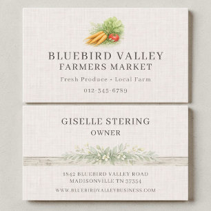 Farmers Market Produce Shabby Chic Linen Business Card