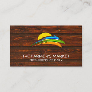 Farmers Market Produce   Wood Business Card