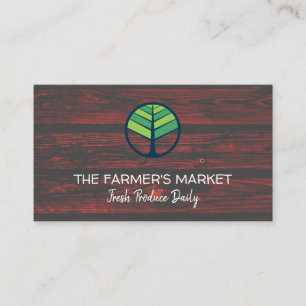 Farmers Market Produce   Wood Business Card