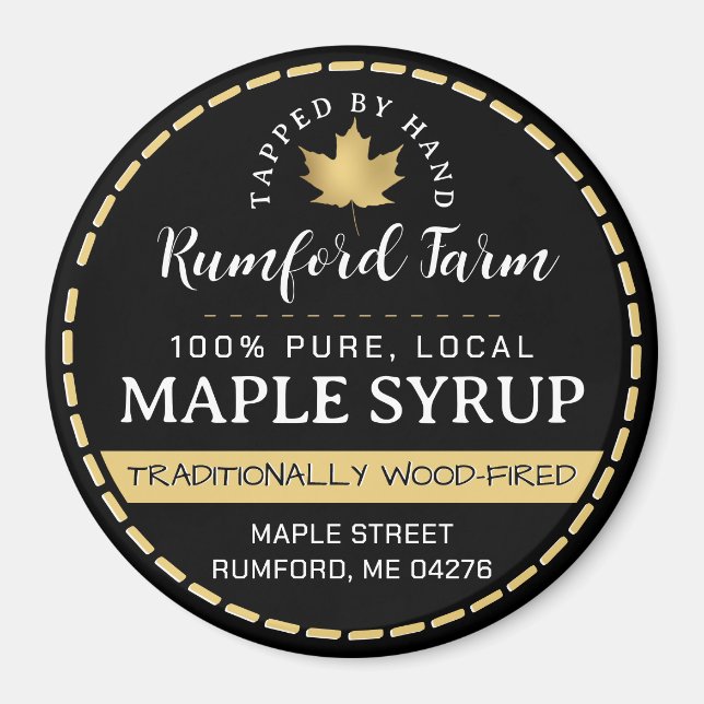 Farmer's Market Promotional Maple Syrup Gold Leaf  Magnet (Front)