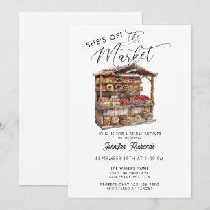 Farmers Market Retro Rustic Vintage Bridal Shower Invitation
