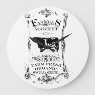 Farmers Market Round Large Kitchen Wall Clock