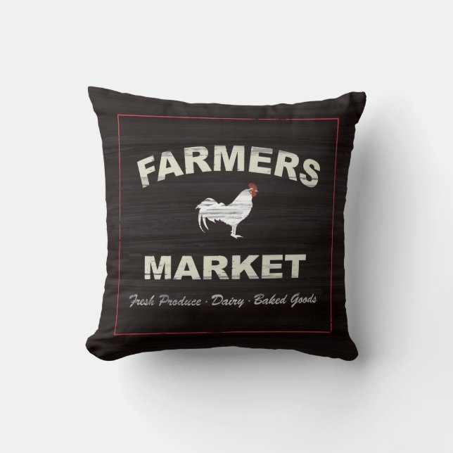 Farmers Market Rustic Pillow decor (Front)