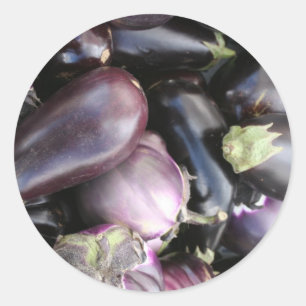 Farmers Market Selection of Purple Eggplants Classic Round Sticker