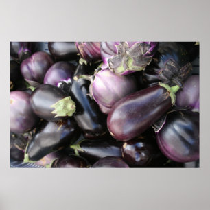 Farmers Market Selection of Purple Eggplants Poster