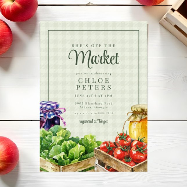 Farmers Market She's Off the Market Bridal Shower Invitation (Creator Uploaded)