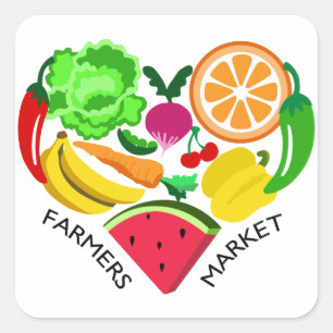 Farmers Market Square Sticker