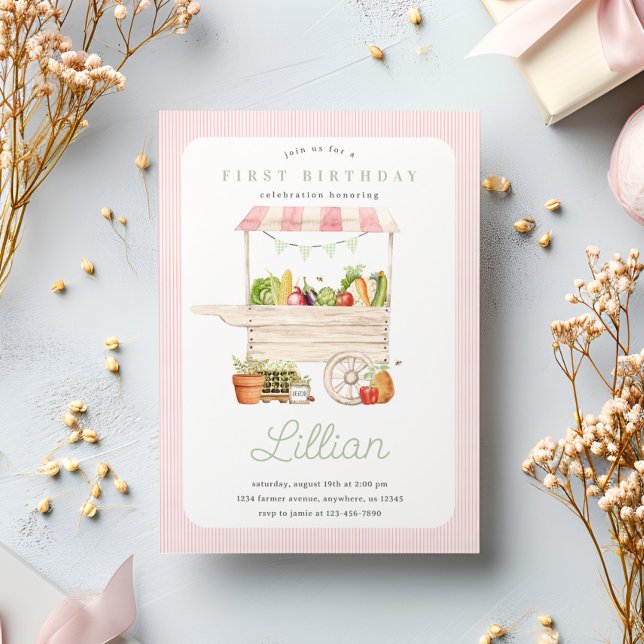 Farmers Market Stand Fruit and Vegetable Birthday Invitation (Creator Uploaded)