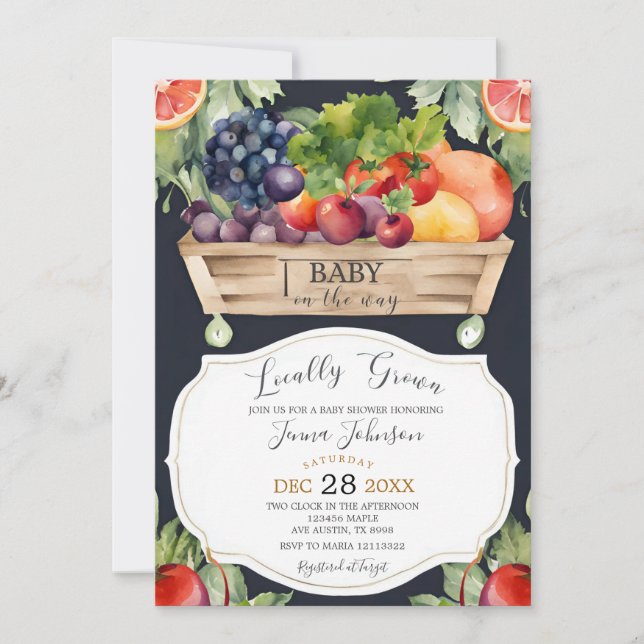 Farmers Market Stand Locally Grown Baby Shower Invitation (Front)