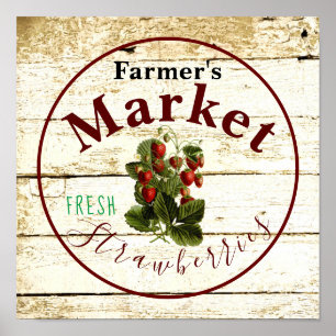 Farmer's market strawberries sign 